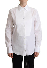 Dolce & Gabbana White Cotton Dress Collared Long Sleeves Shirt Top -   -  Dolce & Gabbana.